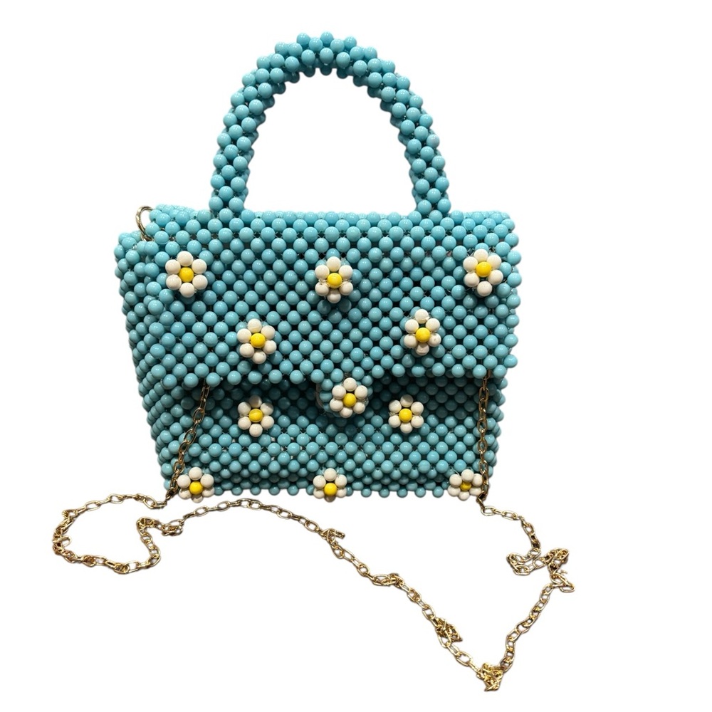 Bouffants & Broken Hearts Handcrafted Beaded Daisy Satchel Crossbody Bag spring